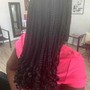 Half box braids/half updo braids/straight back