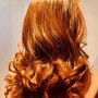 Blowout with pin curl set and style