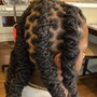 Large knot less braids over locs