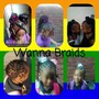 Kid's (9Ndunder) Braids w/Weave on scalp