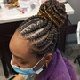 Braided feed in ponytail