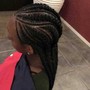 Small feed ins into a ponytail