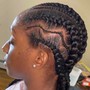 Sleek ponytail with feedin braid design