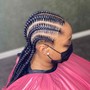 Large ponytail feed-in cornrows