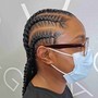 Single braids - large parts, no hair added