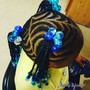 Braids into ponytail w\weave