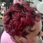 Ponytail pin up with curls + bang