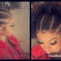 twist with hair added into bun