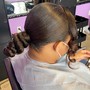 Sleek ponytail (shampoo and silk out)