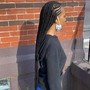 Braided half up back weave