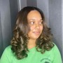 Treatment, trim & press ( curls or straight )