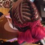 Tribal feed-in braids w crochet in back.