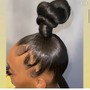 Sleek low mid or High ponytail