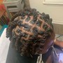 Wash re-twist above shoulders with two strand style