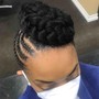 Cornrow braids updo shampoo/blow dry