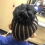 Cornrow braids updo shampoo/blow dry