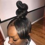 Sleek ponytail or Top Knot Bun