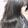 Re-touch color, bangs hilites shampoo n blow dry