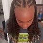 Tribal feed-in braids w sewin in back