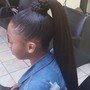 Silk Press with Bonded ponytail Extension