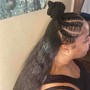 Stitched Braids Into A Ponytail