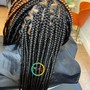 Long feedins braids going back.  (Bring 3 packs of xpression pre-stretched ))