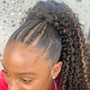 Braid design in front with sleek Ponytail