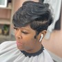 Relaxer, Haircut+Black Rinse + Style