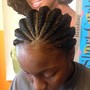 Two goddess braids into a bun, or hanging.