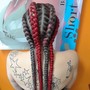 Two goddess braids into a bun, or hanging.