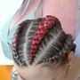 Two goddess braids into a bun, or hanging.