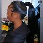 Sleek low mid or High ponytail