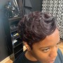 Shampoo/Silk Press, Trim short hair