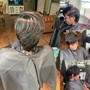 Shampoo/Silk Press, Trim short hair