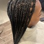 Tribal braids, two layer, French braids at the top Box Braids in the back