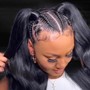 Half Down w/ Two Pigtails w/ Swoop Sew In Weave