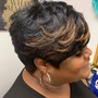 Quickweave, hair color or relaxer , cut and pixie style short