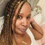 Tribal braids, two layer, French braids at the top Box Braids in the back