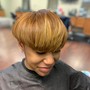 Silk press, root touch up, permanent  color