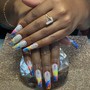 Add-on French tip, ombré, stickers, stones