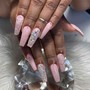 Add-on French tip, ombré, stickers, stones