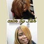 Roots color and styled straight hair