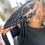 Medium Feed in Braids to the back with designs