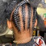 Kid's Natural Ponytail (8-10 Cornrows Into Bun