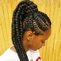 4 staight back feed in braids