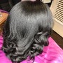 Hot water rod set for sew in waves or extensions.