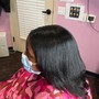 Natural Hair trim and Silk Press.