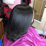 Virgin Relaxer comes with Olaplex treatment, moisture hair mask treatment under the stammer, trim and Flat iron