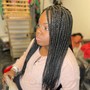 Half up braids half down quick weave