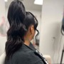 Small braids into ponytail